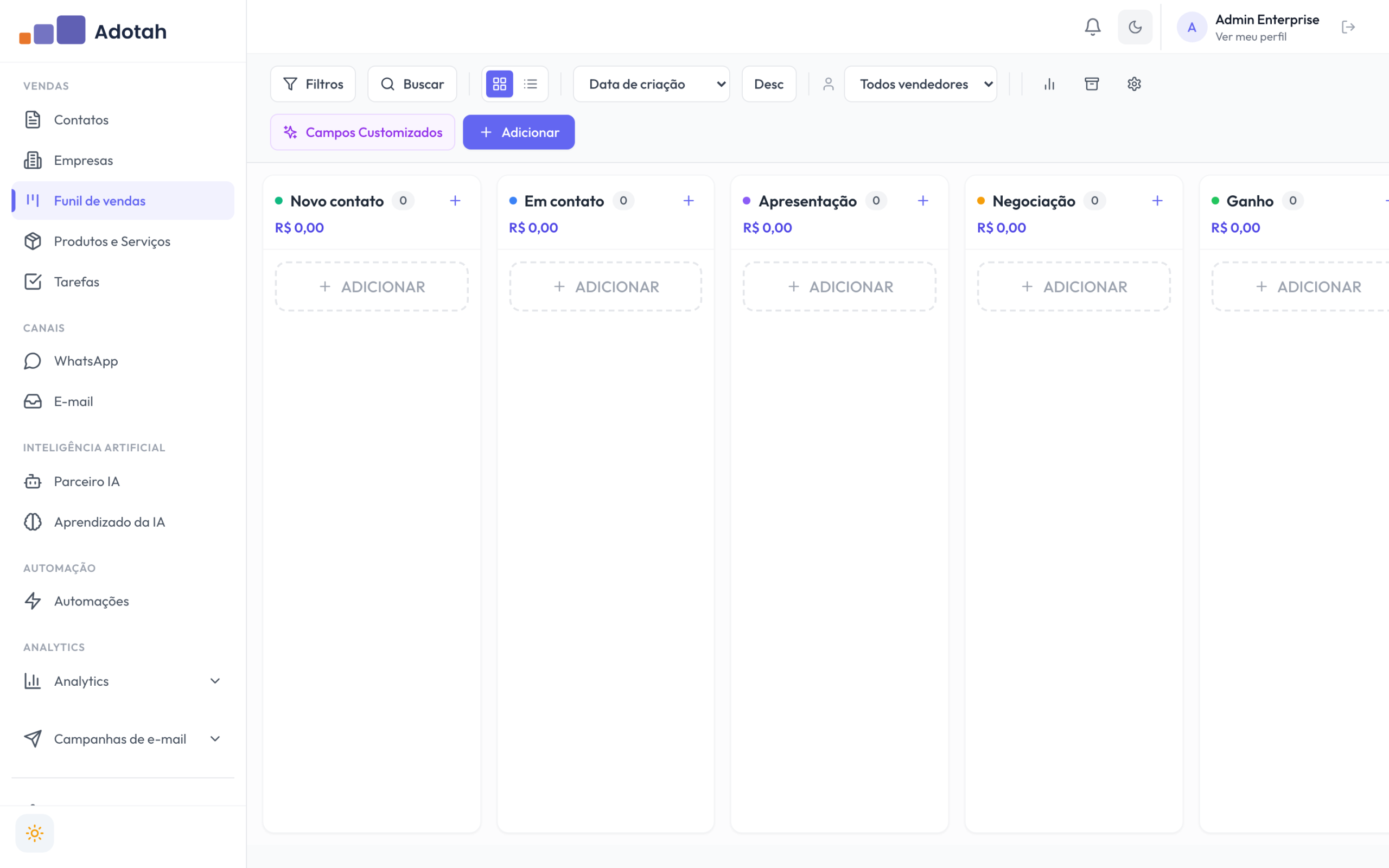 funil kanban